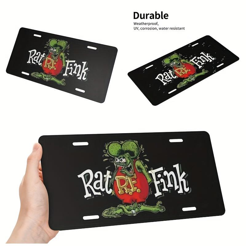 Rat Fink Design Aluminum License Plate Sign - Vintage, Waterproof & Easy to Install - for Home, Garage, Cafe, Restaurant, Bar W