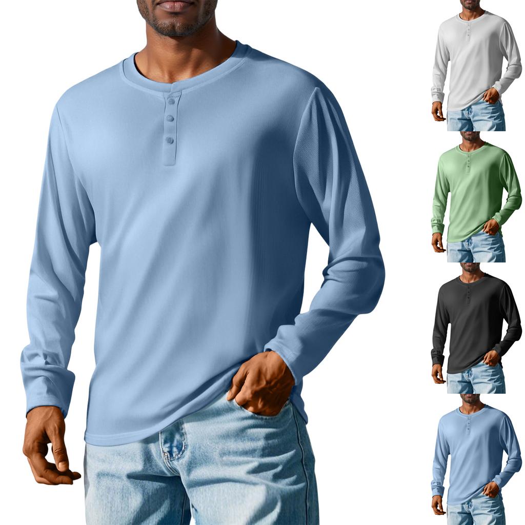 Men'S Button Loose Casual Long Sleeved Shirt Fashionable Top