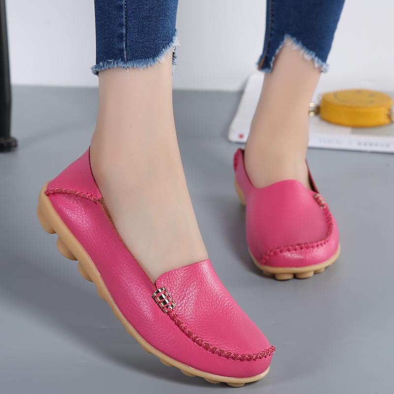 Fashion Plus Size 44 Women Flats Woman Loafers Genuine Leather Female Shoes Slip On Ballet Bowtie Moccasins 2025 New Women Shoes