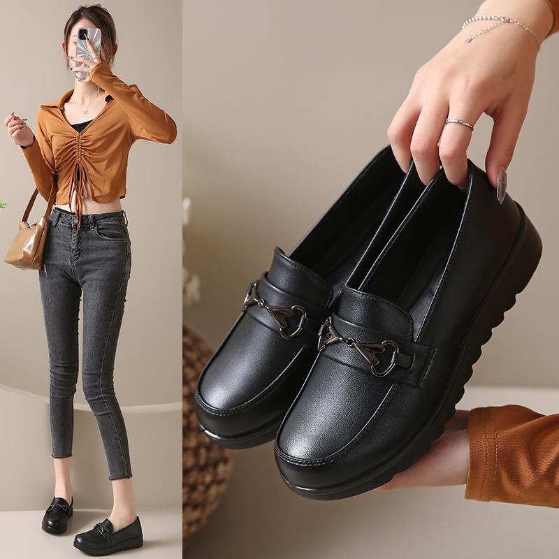 Длинные туфли водонепроницаемые рабочие туфли кухонные женские повседневные кожаные туфли из натуральной кожи мягкая подошва нескользящая женская обувь для мам