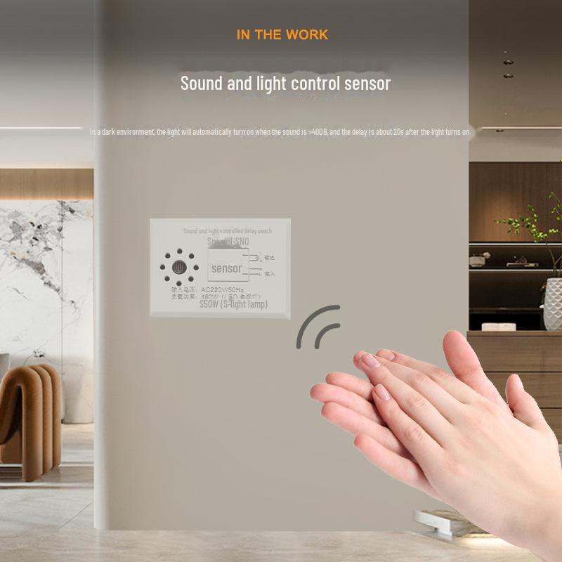 Выключатель потолочного освещения с управлением звуком и светом 220 В, автоматическая задержка 40 Вт для коридора
