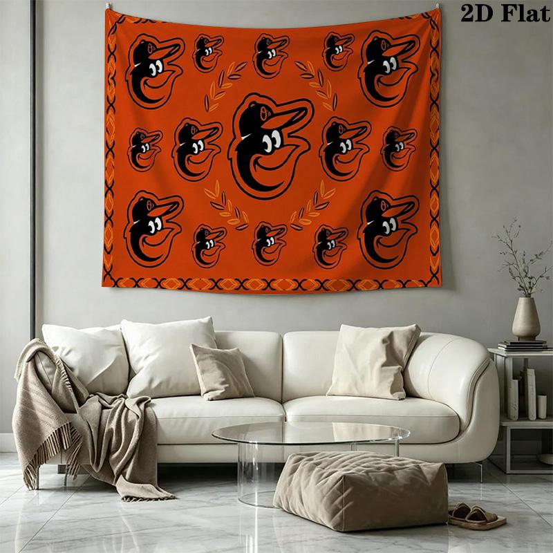 Baltimore Orioles Wall Tapestry Aesthetic Wall Hanging Printed Fabric Blanket Decorative Tapestries for Bedroom Living Room Home Decor