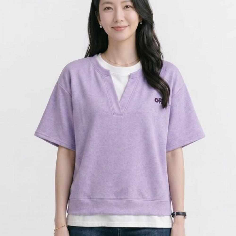 Navava Women S caSual Layered Embroidery PoinT ShorT Sleeve T ShirT nT3358
