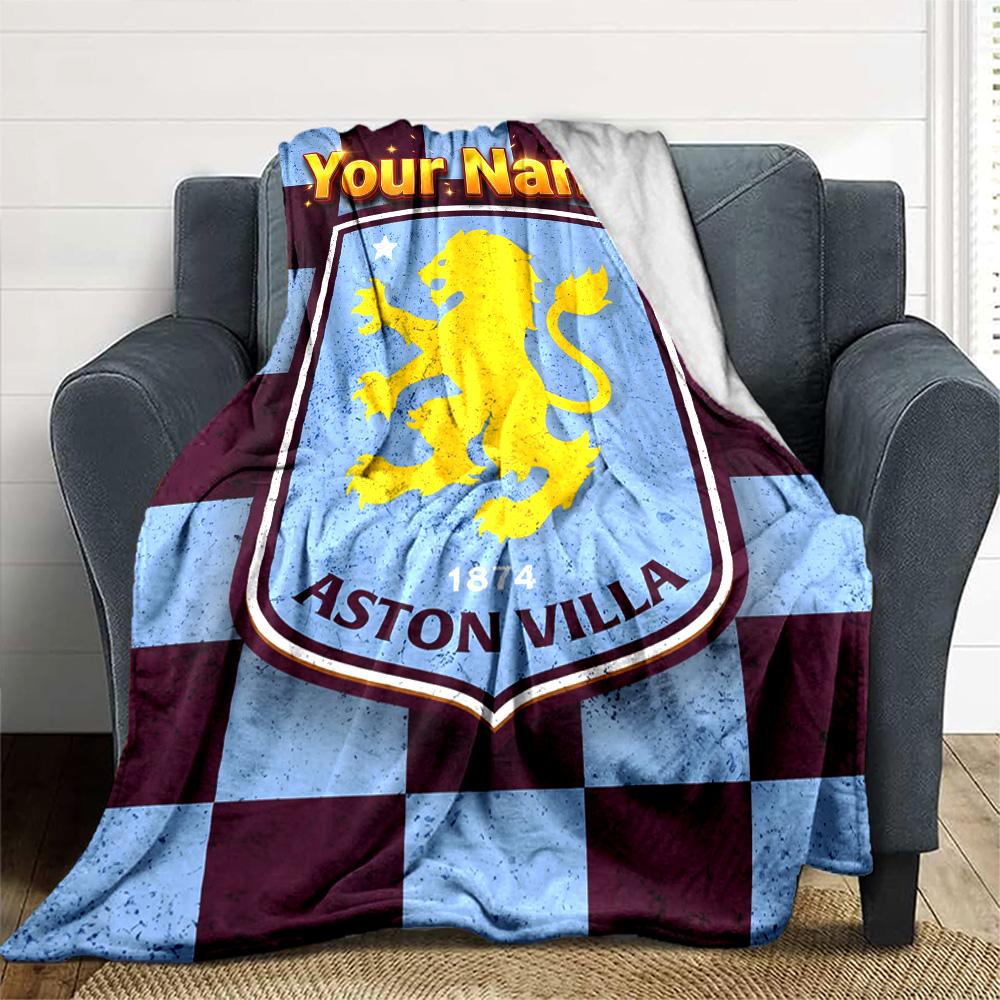 1 шт. Персонализированное одеяло Aston Villa с именем, Подарок, для мужчин и женщин, Мягкое одеяло, Хорошо подходит для дивана-кровати, дивана, путешествий, Легкое фланелевое одеяло