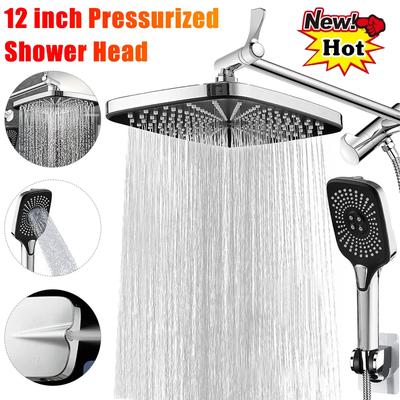 12-дюймовый комбинированный набор для душа: фиксированная душевая лейка «тропический дождь»/ручная душевая лейка, 3+1 режима, верхний душ, настенный набор для душа, встроенная душевая система