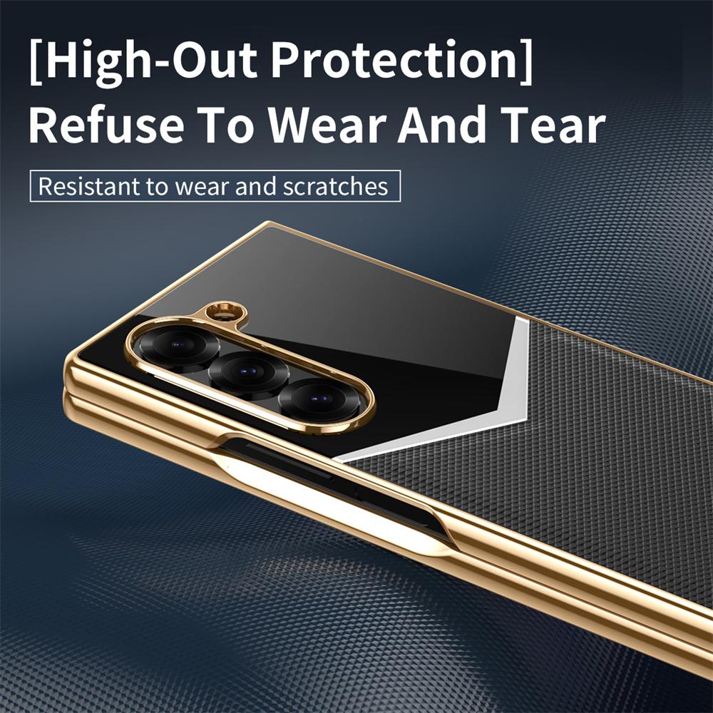 Роскошный кожаный чехол-бампер с покрытием для Samsung Galaxy Z Fold 7 6 5 4 3 с защитной пленкой для экрана, мягкая противоударная задняя крышка