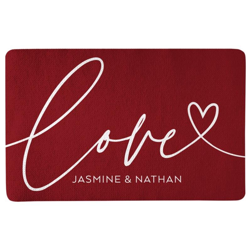Personalized Valentine Doormat  Logo Text Welcome Mat Romantic Home Decor Love Gift For Her Front Door Mat ized Rug