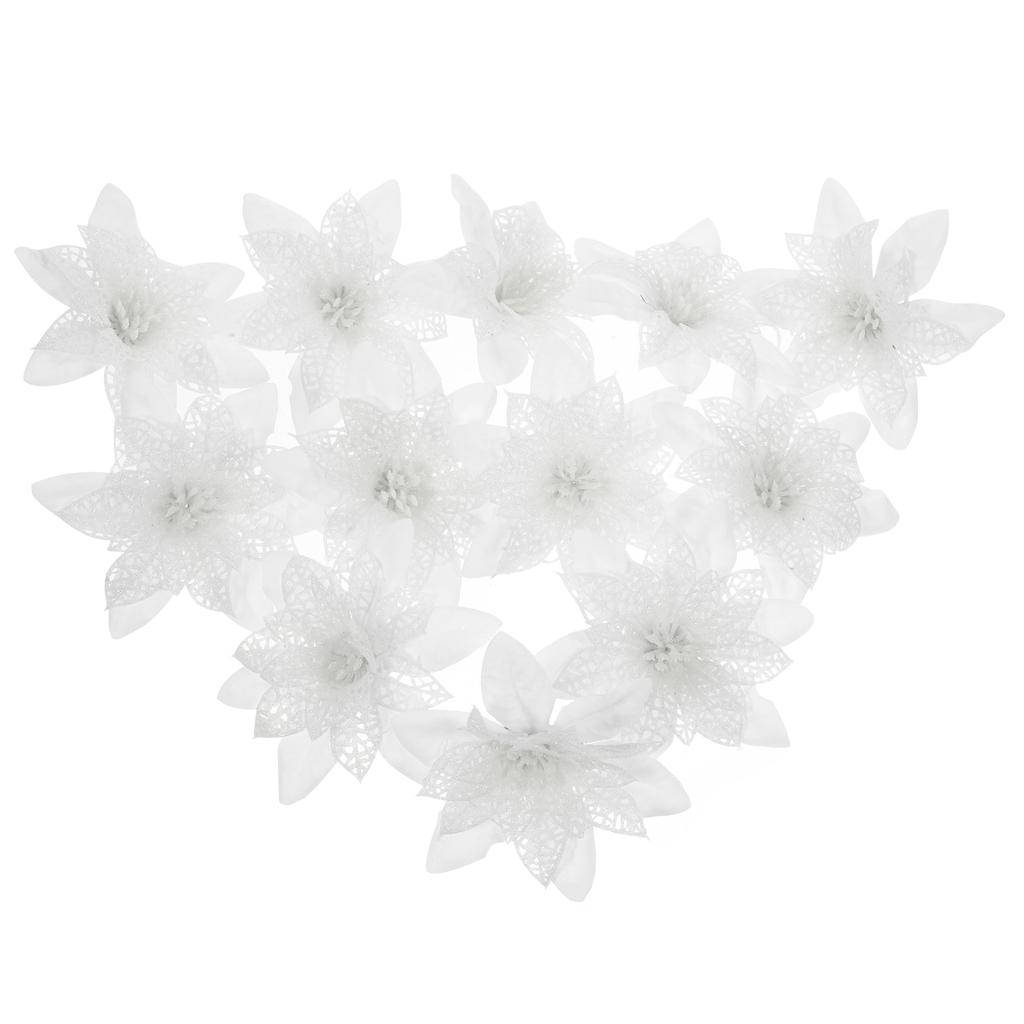 12 шт. Рождественские цветочные украшения для елки, полые искусственные цветы, подвесные луковицы розового цвета (цветной Белый) 12шт. Искусственные