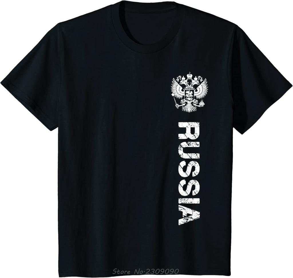 Футболка Россия Флаг России Герб Хлопковая футболка Повседневная Уличная одежда Унисекс Топы Футболки Круглый вырез Летняя Оверсайз футболка Мужская одежда