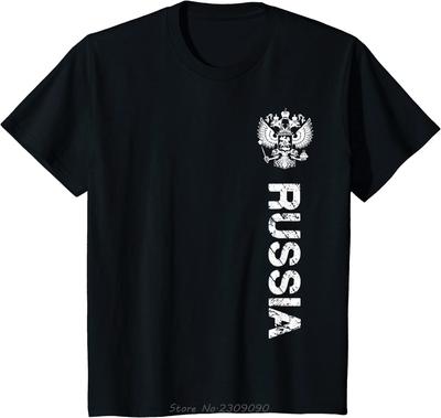 Футболка Россия Флаг России Герб Хлопковая футболка Повседневная Уличная одежда Унисекс Топы Футболки Круглый вырез Летняя Оверсайз футболка Мужская одежда