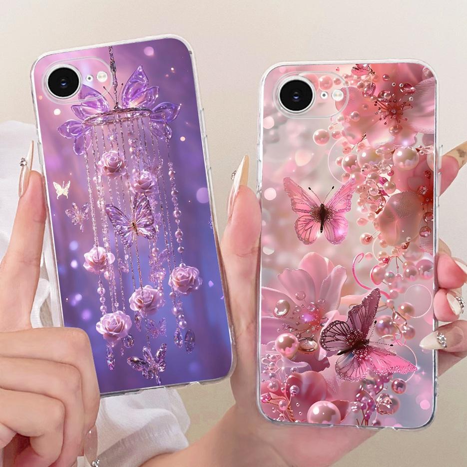 For Apple iPhone 16e Case A3409 Luxury Flowers Butterfly Painted Cover Soft Slim Phone Case For iPhone 16e iPhone16e Fundas Bags