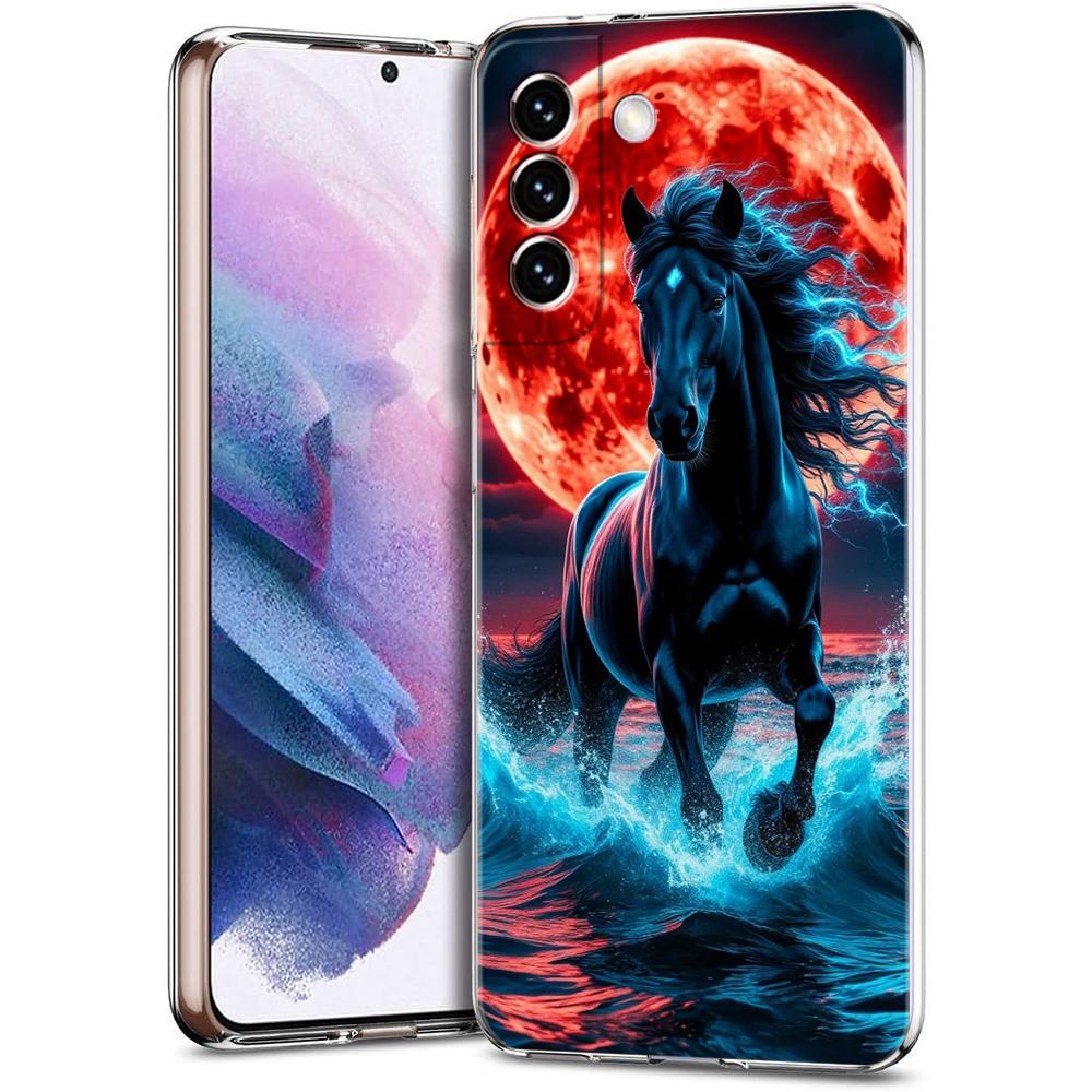 Прозрачный чехол-бампер для Samsung Galaxy S25 S24 S23 S22 S20 S21 FE Ultra S24 S23 S10 S10E Plus 5G с рисунком лошади/животного