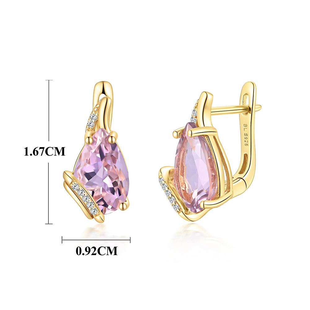 Fashion Drop Shaped Design Natural Amethyst Earrings Real Gemstone Women's Light Luxury Fine Jewelry 925 Sterling Silver Gift