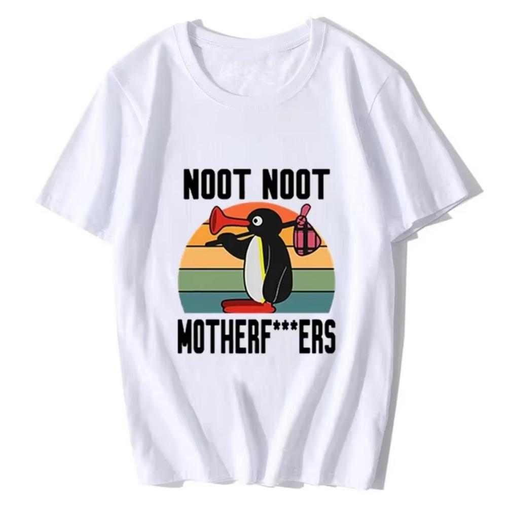 Noot Noot Pingu Kawaii Аниме Футболка Мультфильм Забавный Пингвин Графический Топы Женщины Мужчины Повседневный Оверсайз Футболка Мальчик Девочка Милая Футболка