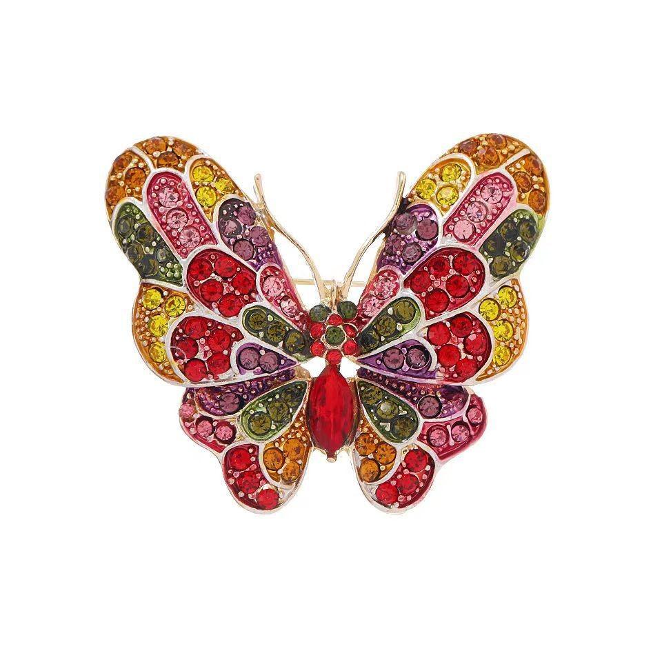 Women's Insect Brooch, Rhinestone Brooch, Metal Accessory, Butterfly Brooch