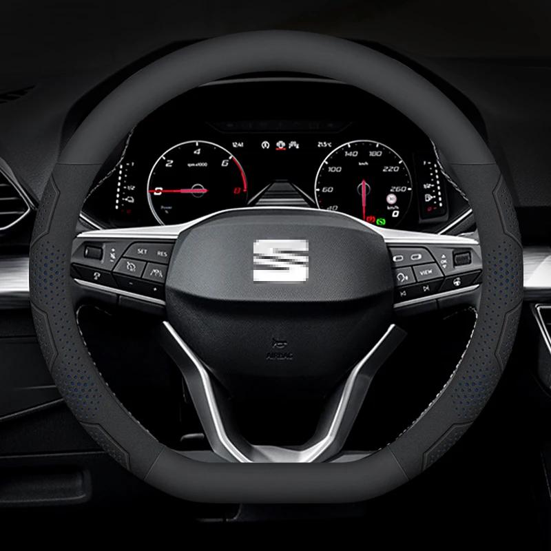 For SEAT Leon Ibiza FR 2 Ateca Arona Exeo Arosa Tarraco Mii Carbon fiber Suede Leather Car Steering Wheel Cover Auto Accessories