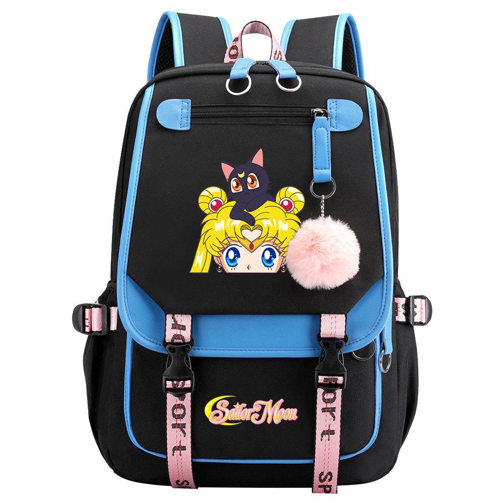 Новый аниме-рюкзак Sailor Moon с USB-подключением для подростков и школьников, мужской и женский, с откидной крышкой.