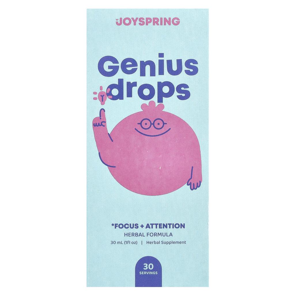 JoySpring, капли Genius, концентрация и внимание, 1 жидкая унция (30 мл)