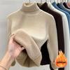Women's Thicken Turtleneck Sweater Korean Fashion Lined Warm Knitted Bottoming Shirt Slim Tops Winter Knitwear Casual Pullover