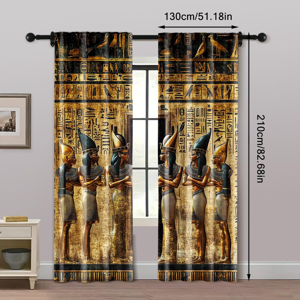 2 шт. Шторы Рулонные шторы Древнеегипетская фреска Машинная стирка Ткань Термоизоляция Универсальные 100% Полиэстер (без