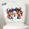 Easy Peel And Stick Decals Christmas Santa Claus Elk Toilet Stickers 3D Wall Breaking Decals DIY Room Beautification Stickers Waterproof PVC
