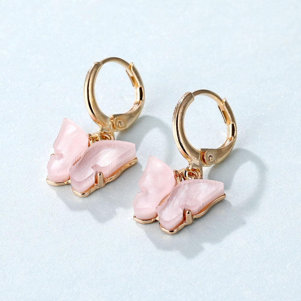 Серьги-бабочки, цветные акриловые женские серьги-бабочки, маленькие свежие милые красивые цветные серьги для девочек, ювелирные изделия