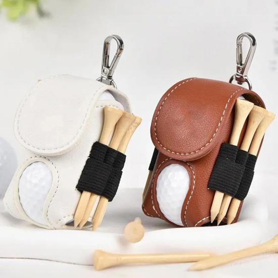 Golf Ball Waist Bag with Clip Waterproof Faux Leather Golf Ball Tee Tools Accessories Organizer Pouch Holder Men Women Golf Enthusiasts Gift