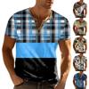 Men'S Printed T-Shirt Outdoor Retro Button Loose Short Sleeve Top