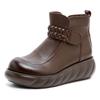 GKTINOO 6cm Woman Cow Genuine Leather Autumn Ankle Boots Spring Booties Ethnic Rero Moccasins Platform Wedge Chunky Heels Shoes