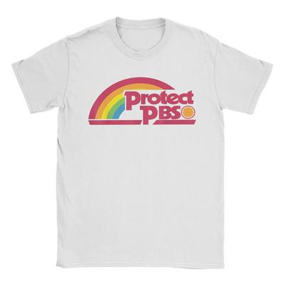 Мужские футболки Protect P.B.S. Save Public Broadcasting Service Радужные хлопковые топы с коротким рукавом и круглым вырезом Идея для подарка Футболка