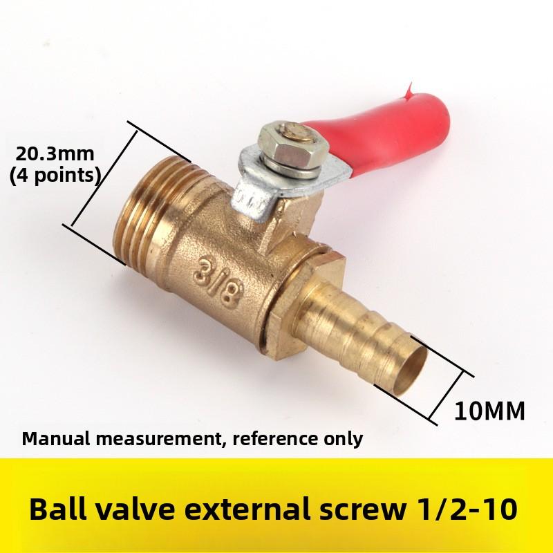 1pcBrass Ball Valve 4-12mm Hose Barb 1/8''1/2''1/4'' Male Thread, Female Thread Joint, Straight Joint, for Water, Oil, Fuel Pipe