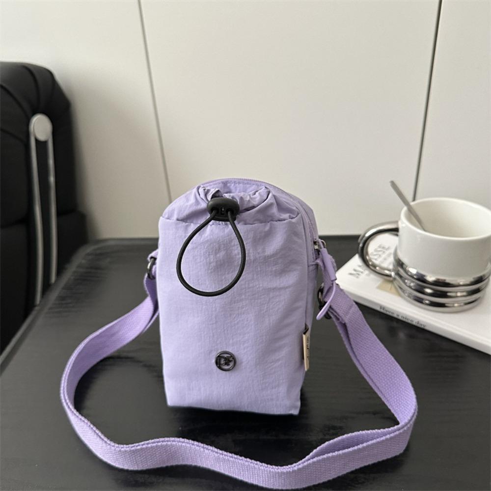 Multifunctional Mini Nylon Crossbody Bag Zipper Water Bottle Bag Drawstring Small Square Bag Daily