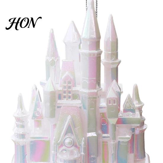 Hanging Decorations for Holiday Home Christmas Castle Ornament, 3D Electroplating Tree Electroplated Glossy Ornaments Decoration, Plastic Pendant