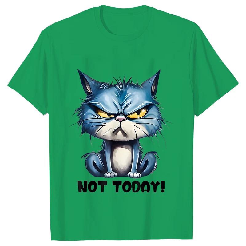Funny Cat Sarcastic Antisocial Attitude Print Tshirts for Women Angry Cat Tshirts Not Today Introvert Female Tee Shirts Femme