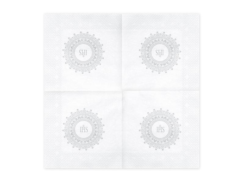 Communion Napkins Ihs 33X33Cm Silver 20 Pcs