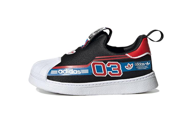 adidas Оригинальные SUPERSTAR 360 Устойчивые к истиранию Низкие детские кроссовки Черно-красные для младенцев и малышей HQ4076