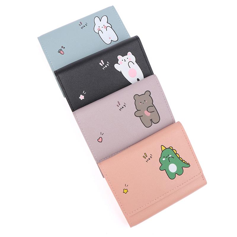 1 шт., женские короткие милые маленькие кошельки, студенческие, тройные, держатели для карт, сумка для удостоверения личности для девочек, держатели для карт, портмоне, кошельки, мультяшная сумка