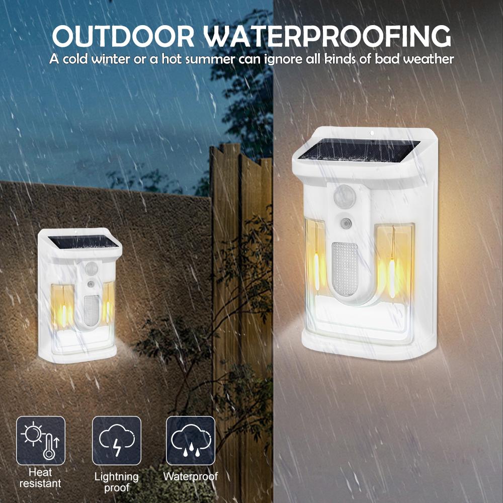 Solar Powered Outdoor Motion Sensor Wall Light IP65 Waterproof Tungsten Wall Lamp With 3 Lighting Modes For House Porch Deck