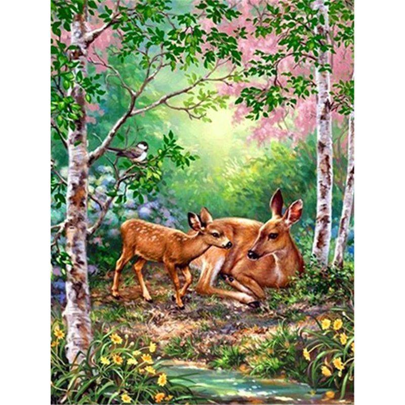 Полный комплект круглой алмазной вышивки Олень 5d Алмазная картина Мозаика Животные Ремесленные украшения дома