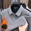 Мужской утолщенный бархатный свитер с отложным воротником на осень/зиму - Стиль для папы среднего и пожилого возраста