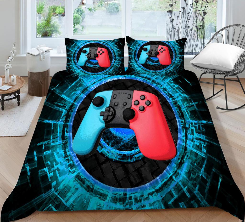 Постельные принадлежности для игрока, ткань из микрофибры, игровой автомат, пододеяльник и наволочка с принтом, подходят для домашнего украшения комнат для мальчиков и мужчин, любителей игр