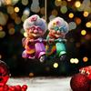 Acrylic Car Rear View Mirror Charm Fairy Princess/Old Lady Christmas Ornament 2D Flat Auto Hanging Accessory for Xmas Tree Car Decor