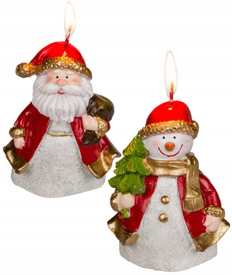 Candles Unscented Candles Santa Claus Candle + Snowman Christmas Set