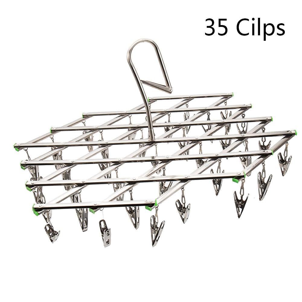 Folding Stainless Steel Draining Underwear Hooks Socks Clip Clothes Hanger Clothes Airer Dryer
