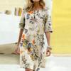 Summer Floral Printed Sundress Cotton Linen Party Short Dress Women Casual Short Sleeve Dresses