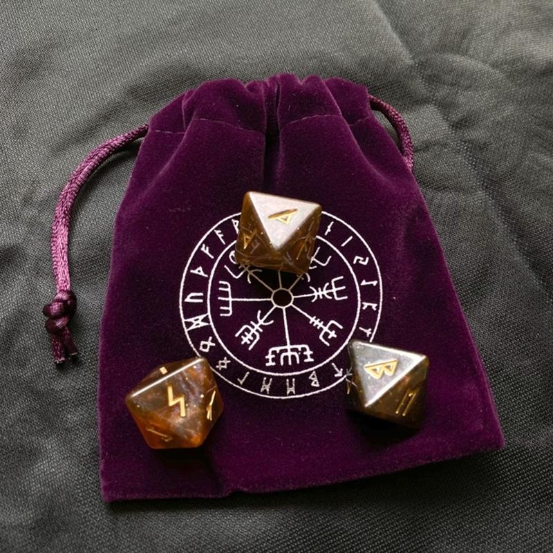 3 Pcs 8-Sided Rune Dice Resin Assorted Polyhedral Dices Set Divination Table Board Roll Party Cards Playing Game Toy