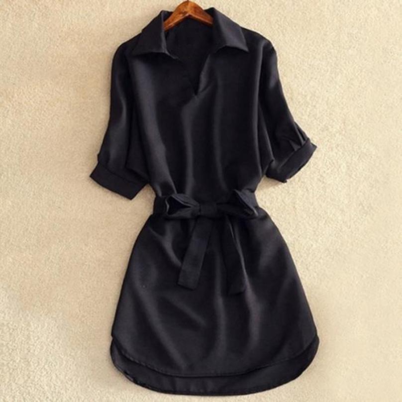 Women Shirt Dress Summer Loose Tunic Ladies Turn-Down Collar Casual Sexy Dresses