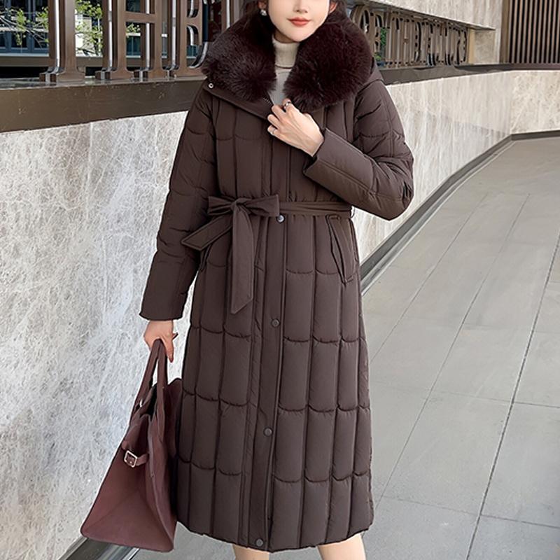 Detachable Sleeves Plus Size L-7XL Fashion Woman Winter Coats With Belt Big Faux Fur Collar Long Parkas Hooded Loose Thick Female Jackets