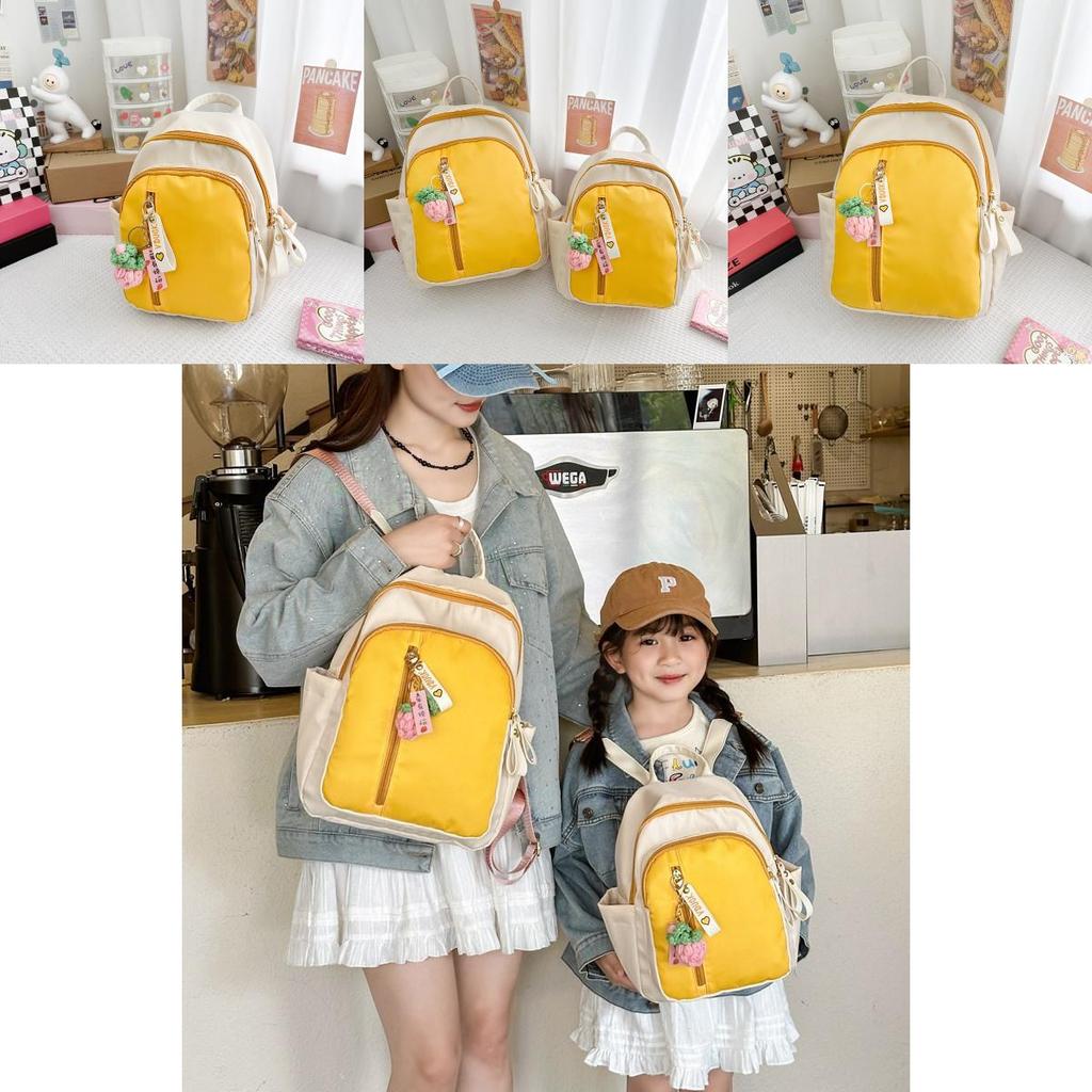 Nylon Casual Colorblock Backpack For Kids School Education With Padded Straps