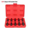 Для Автомобиля Автоаксессуары 12-гранная Набор Торкс Биты Головки M4-M16 3/8 Дюйма Привод Ключ-головка Инструмент 10 шт. Премиум Хром-молибденовая сталь